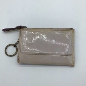 Coach patent shiny leather gray/purple wallet
